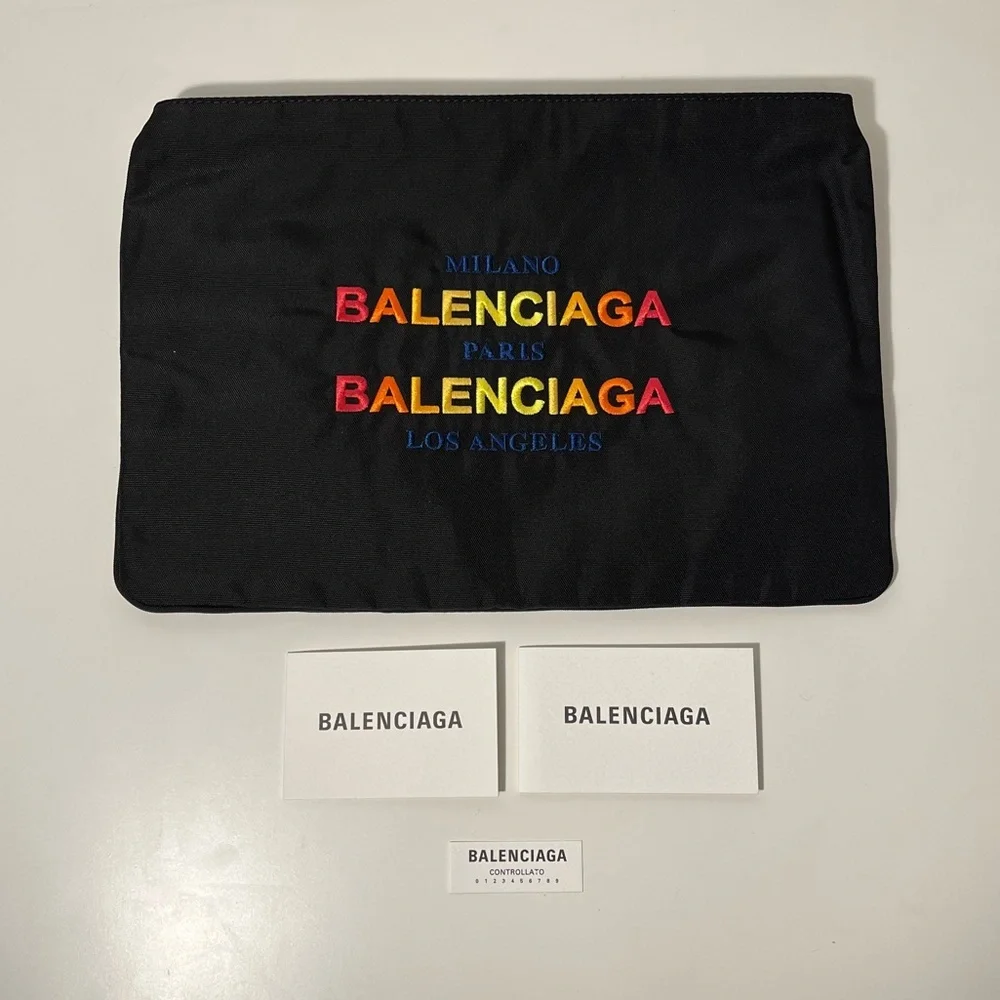 Balenciaga Ombre Rainbow Laptop Document Holder Logo Pouch Portfolio Case Clutch